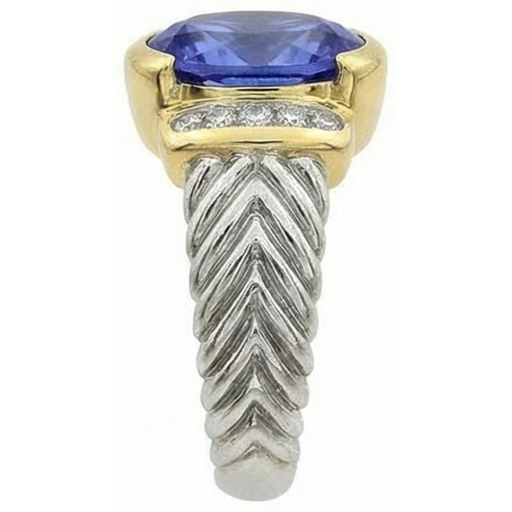 3,50 Karat Oval Tansanit FunkelndFunkelnd Aus der Erde Abgebauter Natürlicher Diamanten Ring Neu Zweifarbig