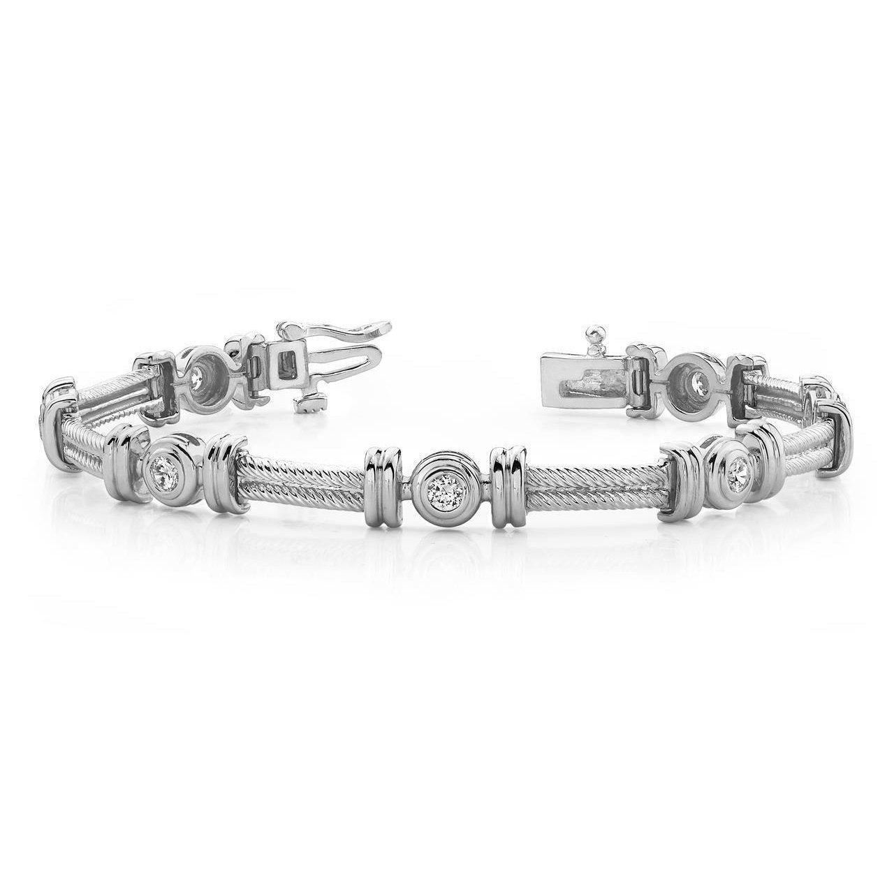 3.50 Karat Twisted Rope Link Runden Echt Diamants Armband Weißgold 14K