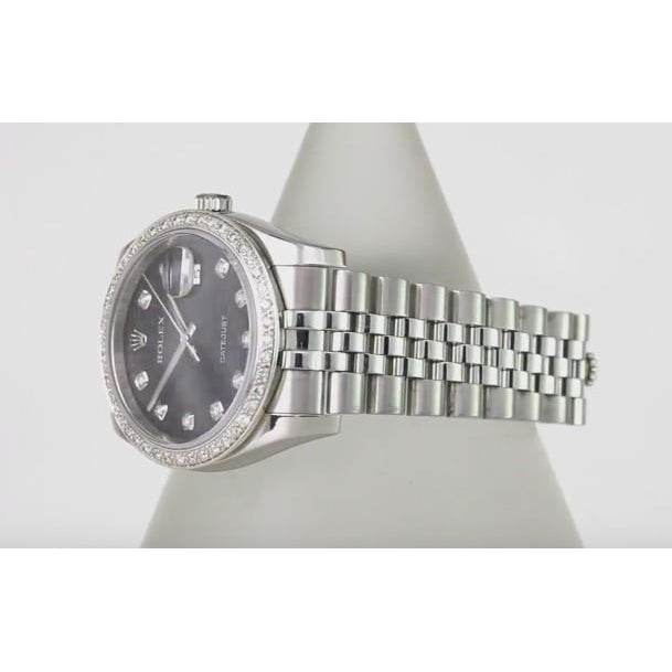 3,5 Karat kundenspezifische Diamant-Zifferblatt-Lünette Verdeckter Verschluss Datejust Rolex Herrenuhr Edelstahl & Gold