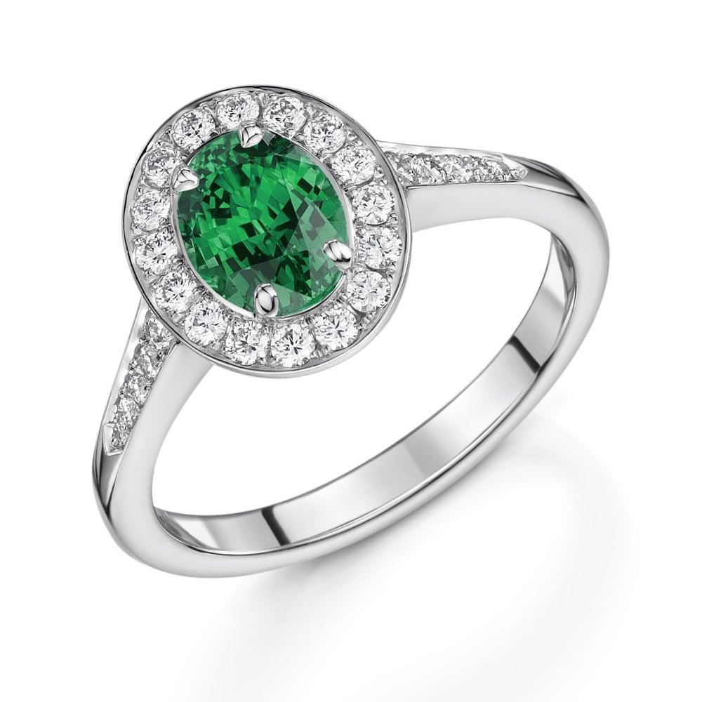 3.75 Karat Grün Smaragd und Diamanten Verlobungsring Weißgold 14K Neu