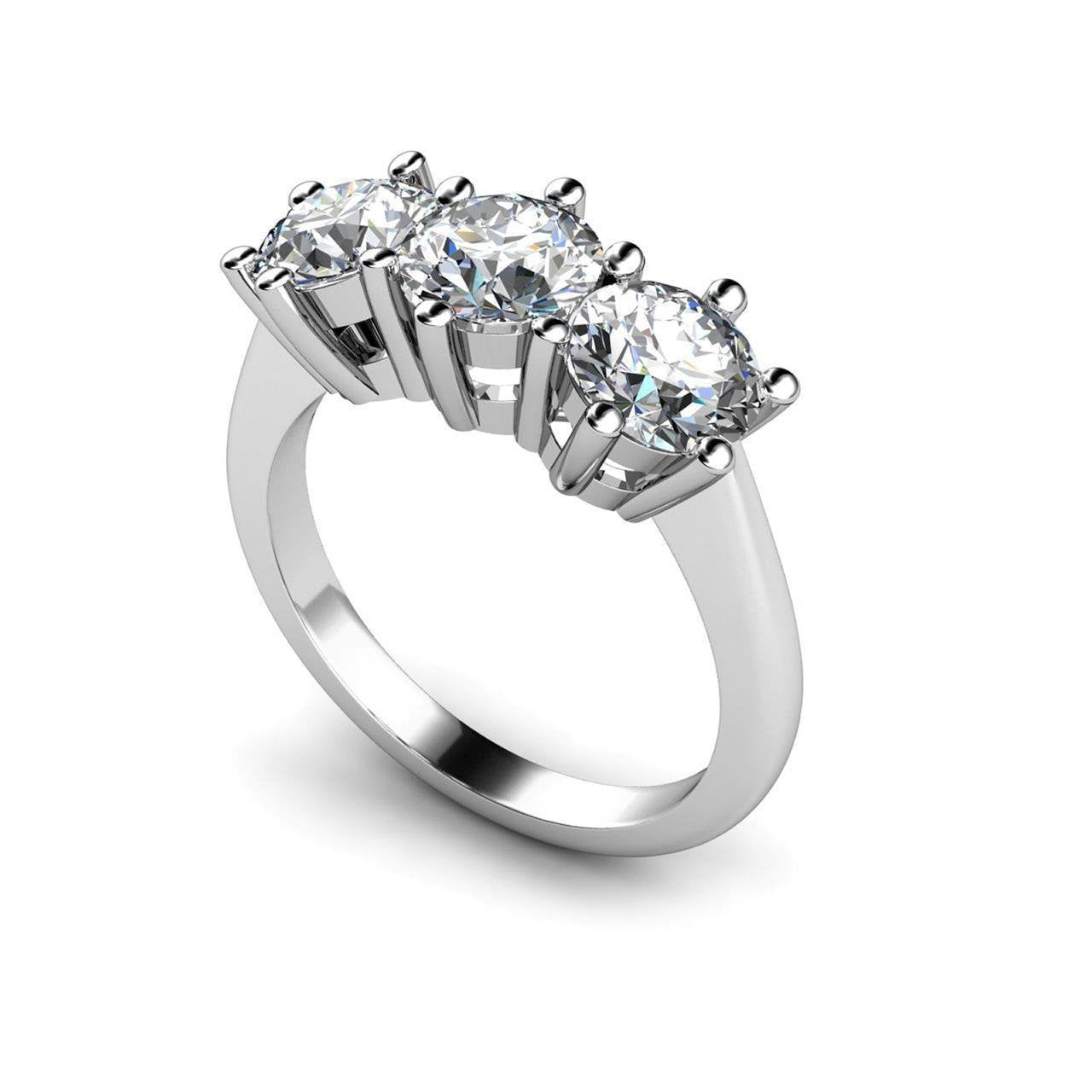 3.75 Karat Verlobungsring Echt Diamant mit 3 Steinen im Rundschliff Weißgold