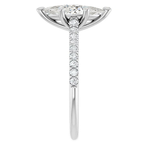 3 Karat Marquise und runder wunderschöner Echt Aus der Erde Abgebauter Natürlicher Diamant-Verlobungsring