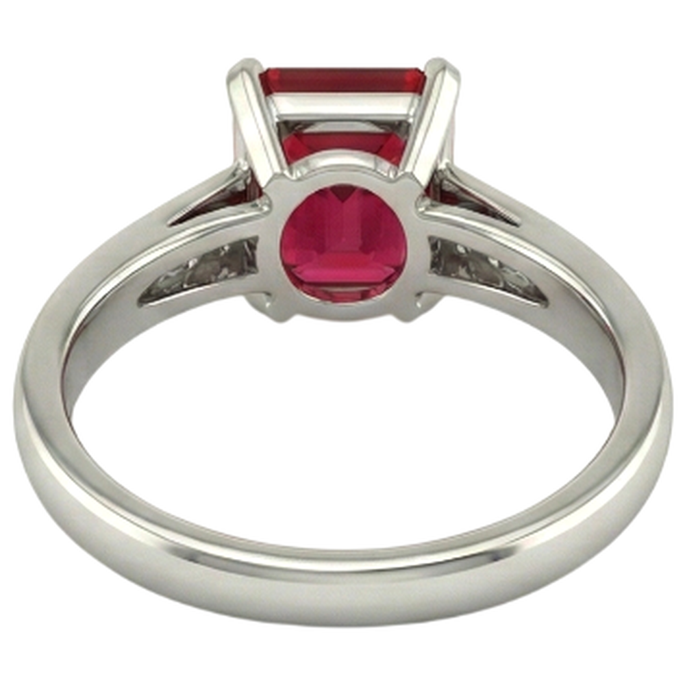 4.35 Karat Roter Rubin Und Aus der Erde Abgebauter Natürlicher Diamanten Verlobungsring Weißgold 14K