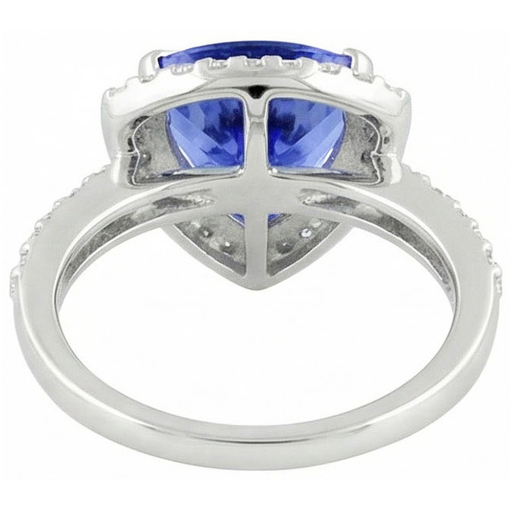 4.45 ct. Trillion srilankischer Saphir-Aus der Erde Abgebauter Natürlicher Diamant-Ring Solitär-Akzente