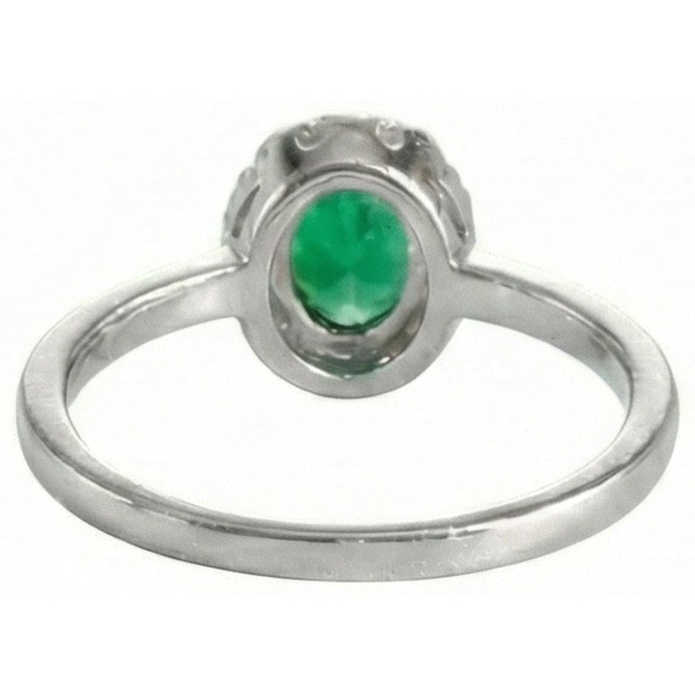 4.50 Karat Ovaler Grün Smaragd-Edelstein-Aus der Erde Abgebauter Natürlicher Diamant-Ring Weißgold 14K
