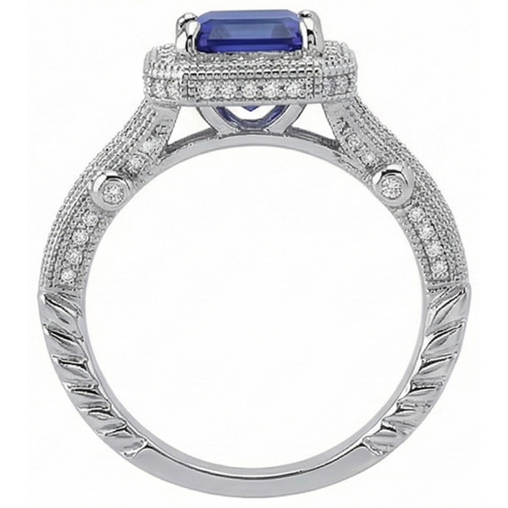 4.51 Karat Aus der Erde Abgebauter Natürlicher Diamanten Tansanit Antik-Stil Ring Gold Weiß