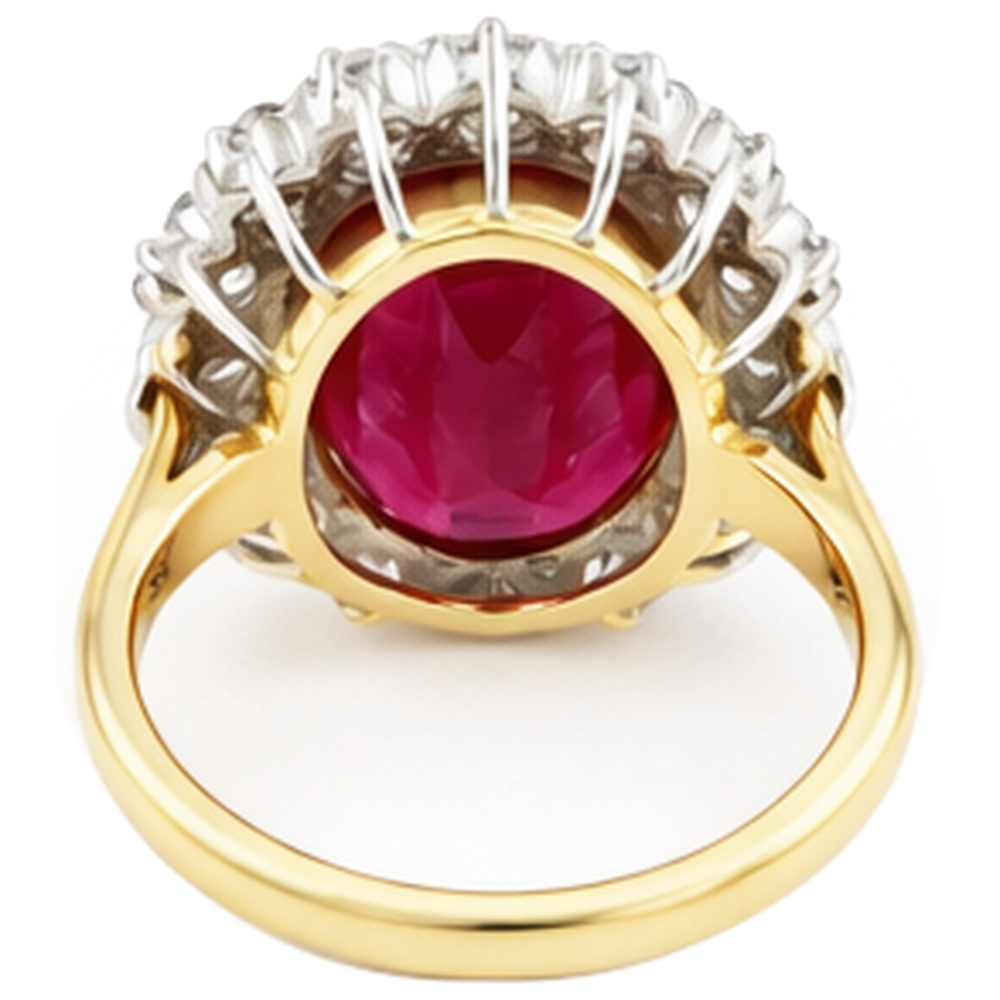 echter oval rubin 4.70Karat ring mit Diamantbesatz