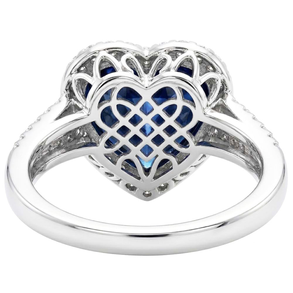 4.75 Karat Ceylon Saphir und Aus der Erde Abgebauter Natürlicher Diamanten Ring Weißgold 14K