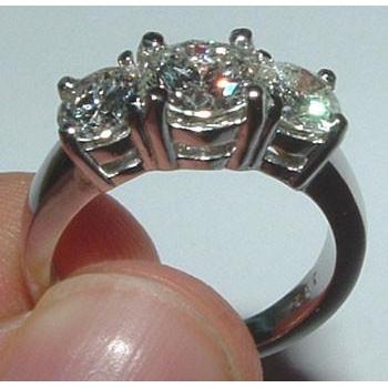 4 Cent Drei-Steine-Verlobungsring aus echtem Weißgold mit Aus der Erde Abgebauter Natürlicher Diamanten