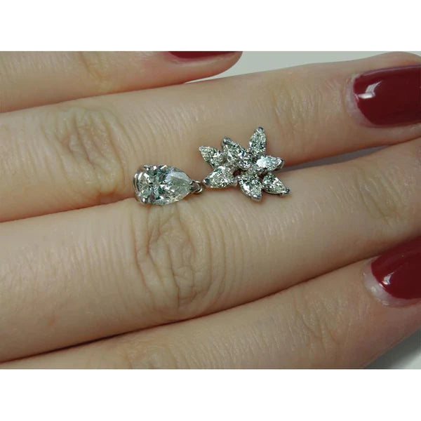 4 Karat Birnenform Marquise Echt Diamant baumeln hängende Ohrringe