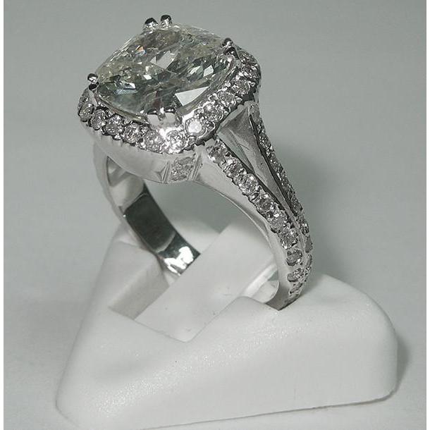 4 Karat Kissen Zentrum Echt Diamant Halo Ring Weißgold Schmuck