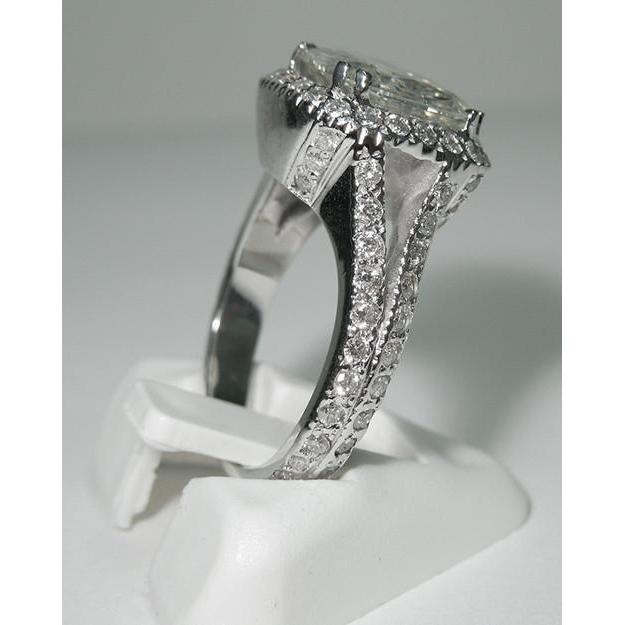 4 Karat Kissen Zentrum Echt Diamant Halo Ring Weißgold Schmuck