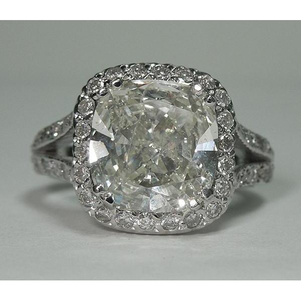 4 Karat Kissen Zentrum Echt Diamant Halo Ring Weißgold Schmuck