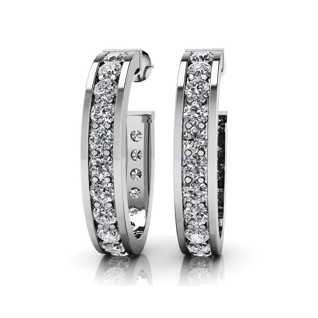 4 Karat Krappen Set Rundschliff Echt Diamanten Damen Creolen Weißgold 14K