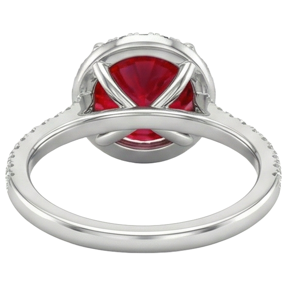 echter round rubin 4Karat ring Profilansicht