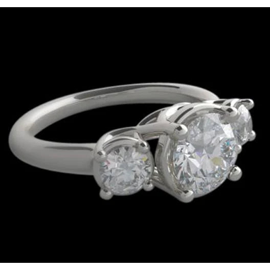 4 Karat Lucida-Echt-Diamant-Drei-Steine-Ring-Verlobungs-Weißgoldschmuck