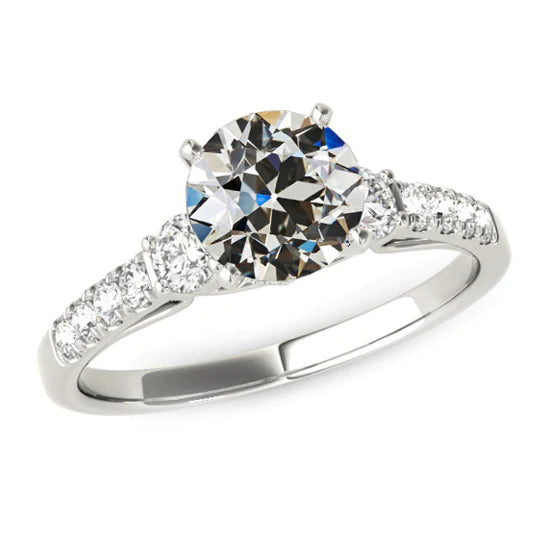 4 Karat Runder Alter Minenschliff Echt Diamantring Gold Damenschmuck