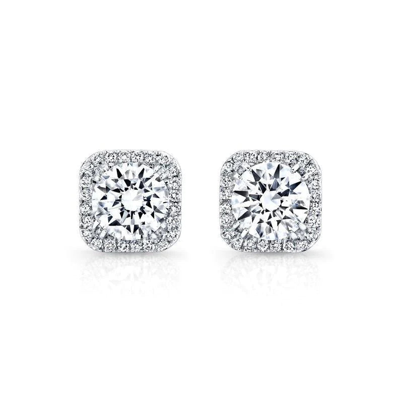 4 Karat Rundschliff Echt Diamant Ohrstecker Halo Ohrring Feingold Damen Schmuck