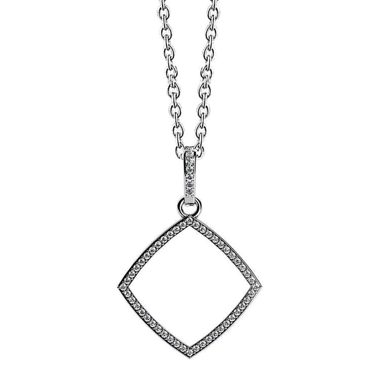 4 Karat Rundschliff Natürlich Diamanten Offset Quadratische Anhänger Halskette Weißgold 14K