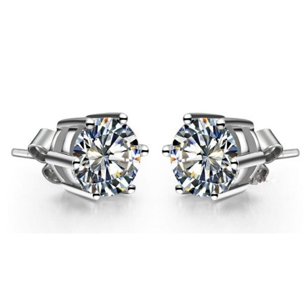 4 Karat funkelnde Diamanten im Rundschliff Damen Ohrstecker Weißgold 14K - harrychadent.de