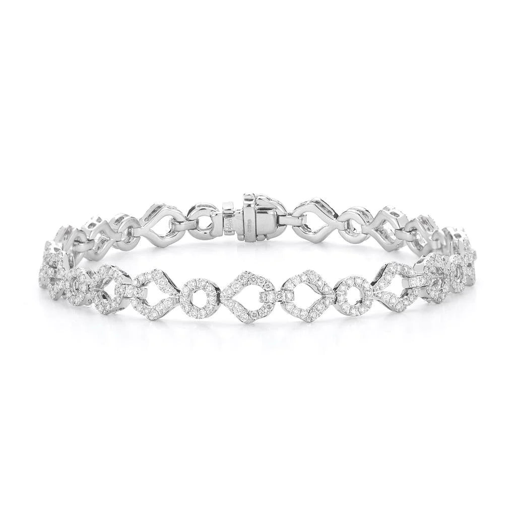 4 Karat rundes Pave-Fassungs-Echt-Diamant-Open-Glieder-Armband aus massivem Gold 14K
