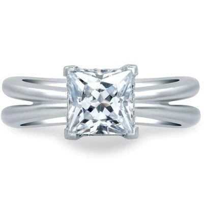 4 Krappen Prinzessschliff Echt Aus der Erde Abgebauter Natürlicher Diamanten Solitär Verlobungsring 2,50 Karat
