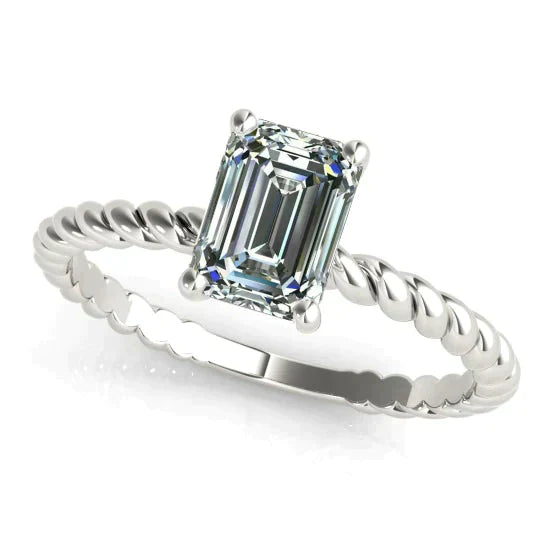 4 ct-Smaragd-Echt Diamantring im Rope-Stil