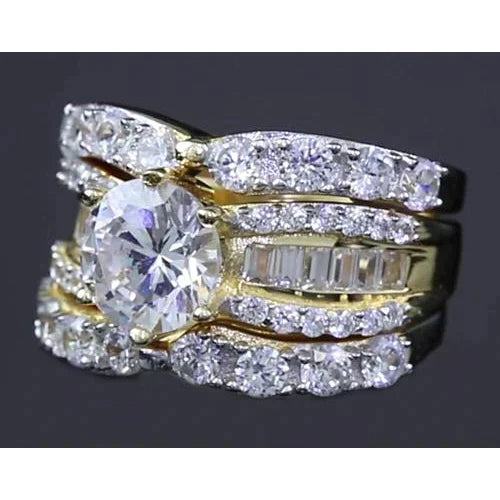 4-teiliges Hochzeits-Brautring-Set 6 Karats Echt Diamant
