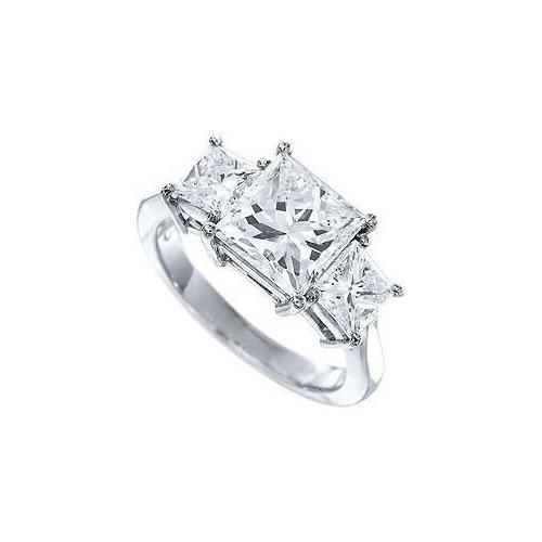 4,01 Karat Drei-Stein-Echt Diamant-Ring im Princess-Schliff Echt