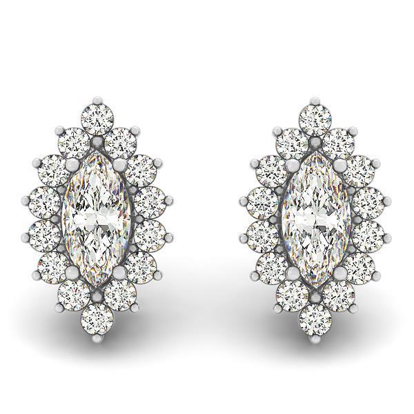 4,20 Karat Marquise und Echt Diamanten im Rundschliff Ohrstecker Halo WG 14K