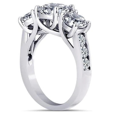 4,31 Karat runde Echt Diamanten 3 Steine Stil Hochzeitstag Ring