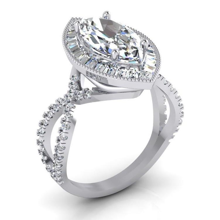 Weißgold Marquise Diamant Halo Verlobungsring 4,50 Karat Neu - harrychadent.de