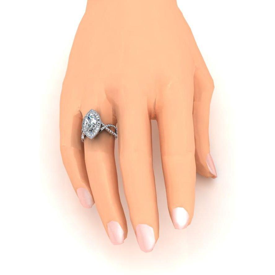 Weißgold Marquise Diamant Halo Verlobungsring 4,50 Karat Neu - harrychadent.de