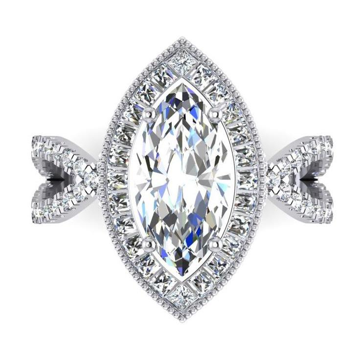 Weißgold Marquise Diamant Halo Verlobungsring 4,50 Karat Neu - harrychadent.de