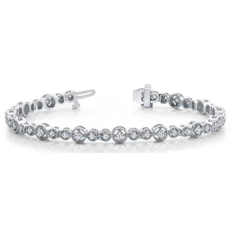 4,90 Karat Runde Brillant Echt Aus der Erde Abgebauter Natürlicher Diamanten Tennisarmband Gold 14K
