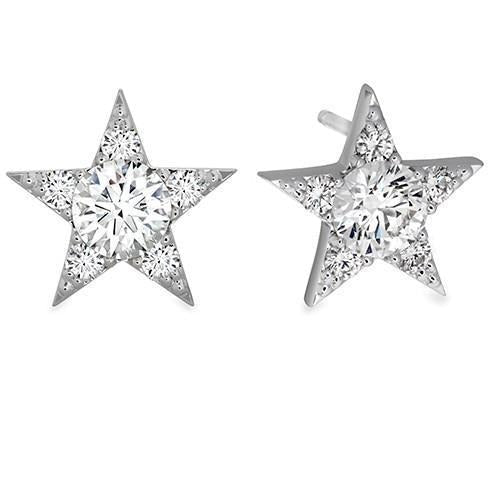4.00 ct Echt Aus der Erde Abgebauter Natürlicher Diamanten im Rundschliff Damen Stern Ohrstecker Weißgold 14K
