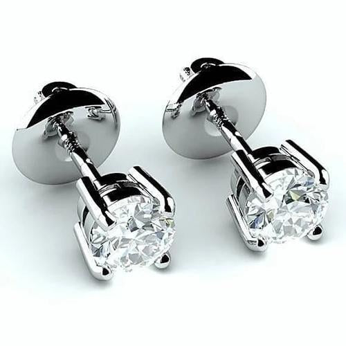 4.00 ct Natürliche Aus der Erde Abgebauter Natürlicher Diamanten Ohrstecker Weißgold 14K