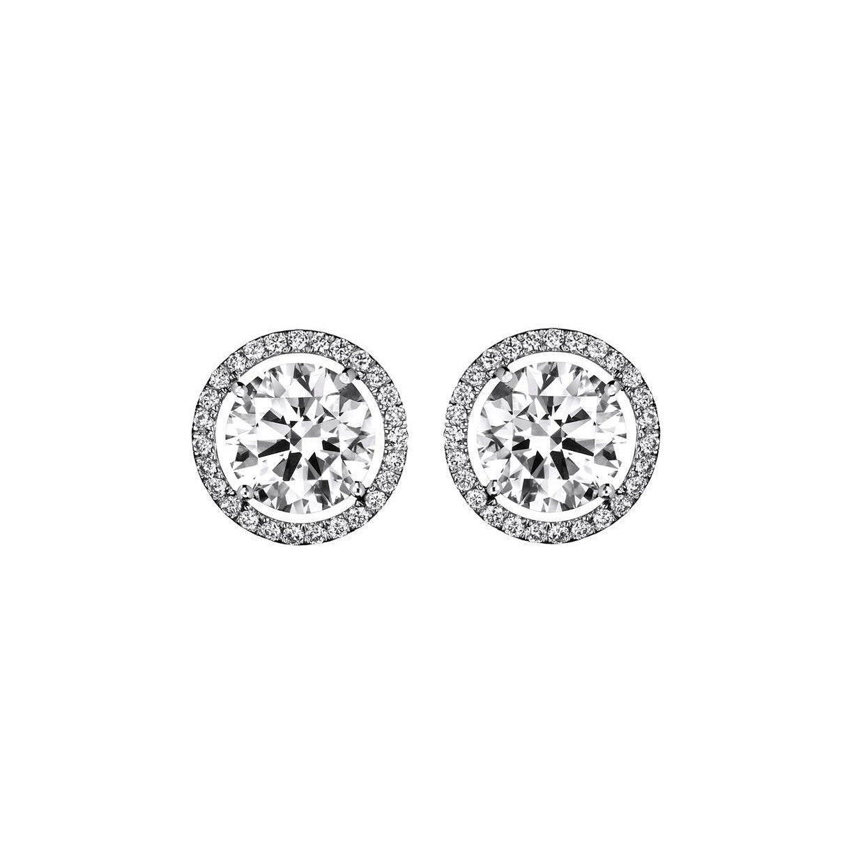 4.04 Karat Wunderschöne Natürliche Diamanten im Rundschliff Halo Ohrringe Gold Weiß 14K