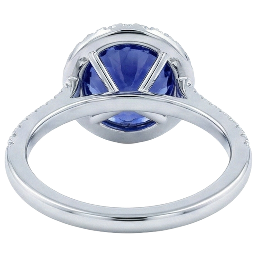4,25 Karat Tansanit und Aus der Erde Abgebauter Natürlicher Diamanten Ring Weißgold 14K