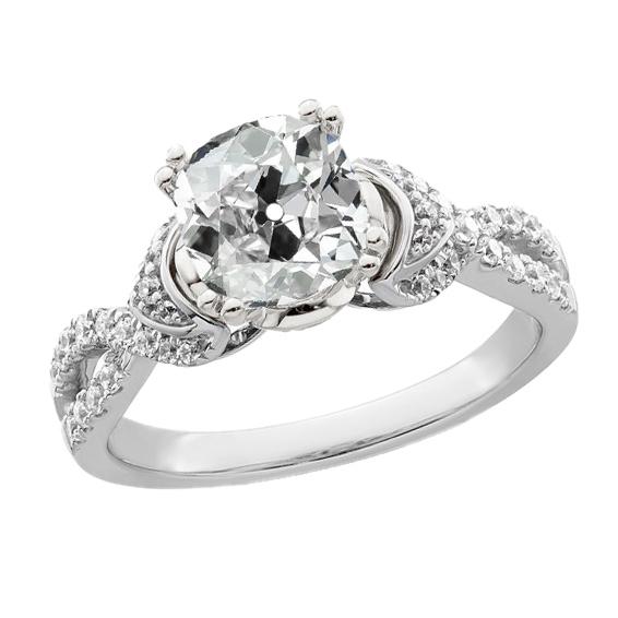 4.50 Karat Echt Diamant Alter Schnitt Jubiläumsring Gespaltener Schaft Weißgold