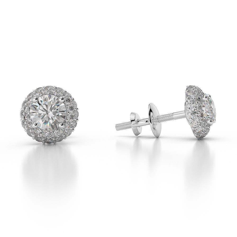 4.50 Karat Echt Aus der Erde Abgebauter Natürlicher Diamanten Damen Ohrstecker Halo Ohrringe Weißgold 14K