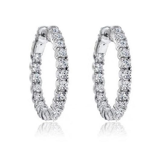 4.50 Karat Echt Diamanten im Rundschliff Damen Creolen Weißgold 14K