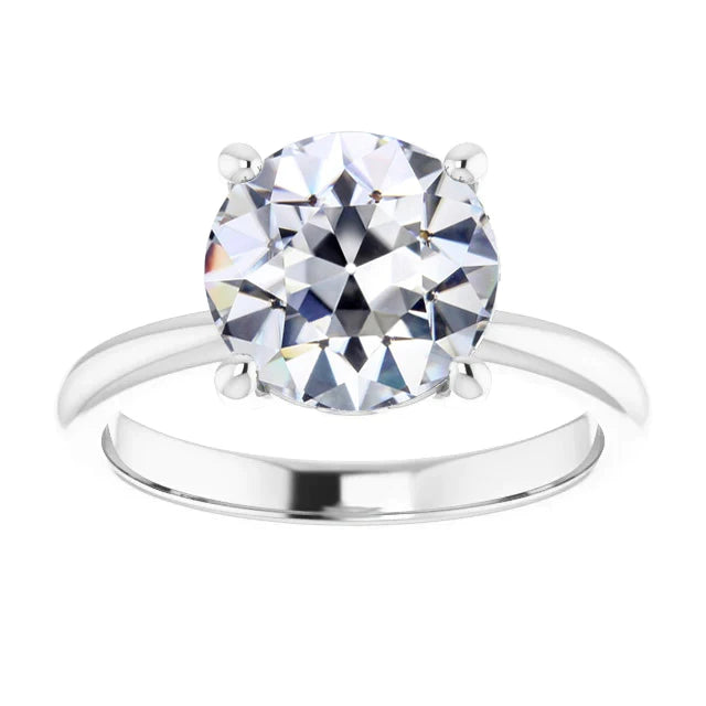 4.50 Karat Solitärring runder alter Minenschliff Echt Diamant 14K Weißgold