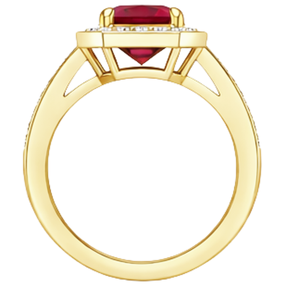 4,75 ct Roter Smaragdschliff Rubin Und Aus der Erde Abgebauter Natürlicher Diamant Ehering Gelbgold