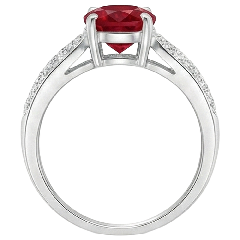 4,80 Karat Rubin mit Aus der Erde Abgebauter Natürlicher Diamanten Ring Weißgold 14K