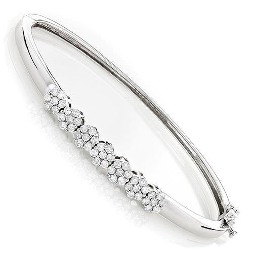 4.90 Karat Echt Diamanten im Rundschliff Damen Armreif Gold Weiß 14K