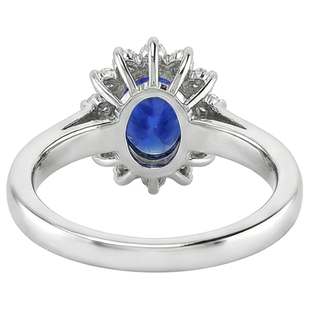 5.30 Karat Tansanit Oval Aus der Erde Abgebauter Natürlicher Diamanten Ring Weißgold 14K Neu