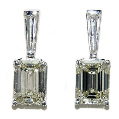 5 Ct. Tropfen-Echt-Diamant-Ohrringe Smaragd & Baguette-Schliff