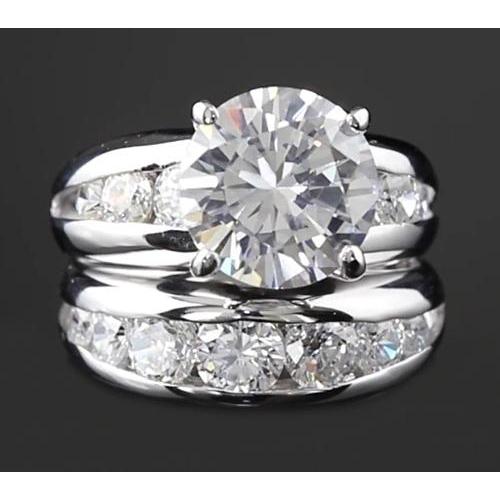 5 Karat Echt Diamant-Verlobungsring-Set rundes Weißgold 14K