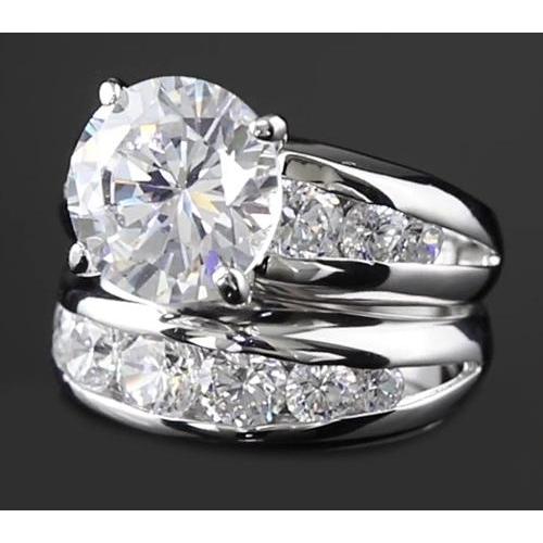 5 Karat Echt Diamant-Verlobungsring-Set rundes Weißgold 14K